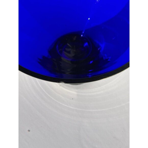 Cobalt Blue Vase Mouth Blown Thick Martini Shaped Made in Poland Vintage 6" tall - Picture 16 of 16